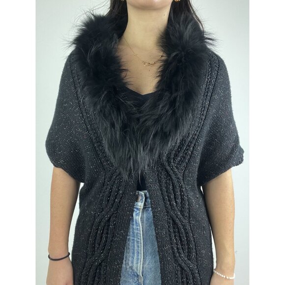 Olsen Europe Fur Trim Cardigan Sweater - Picture 4 of 16